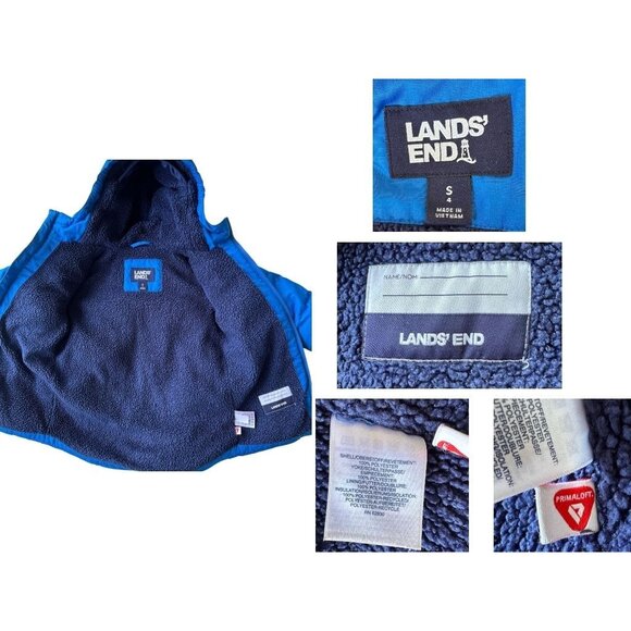 Lands End Boys Fleece Lined Coat Sz S Hooded Blue Zip Pockets Snow Ski R… - Picture 11 of 12
